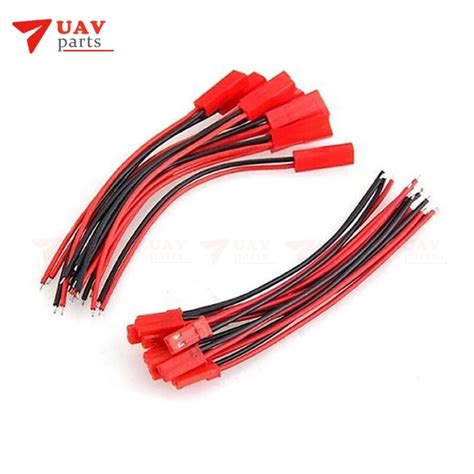 50pairs 2 Pin Jst Plug Socket Connector M To F 110mm Cable Wire Red