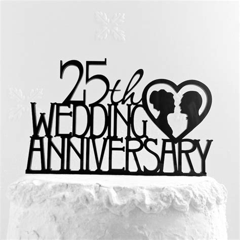 25th Wedding Anniversary Cake Topper Silver Wedding Etsy