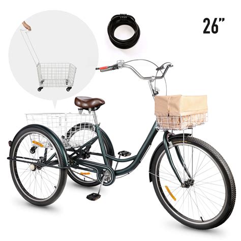 3 Wheeled Adult Tricycle With Foldable Basket 24 Wheels For Men And Women Cruise Bike