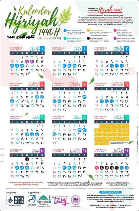 Kalender Hijriyah 1440 Kalender Puasa Kalender Desain Presentasi