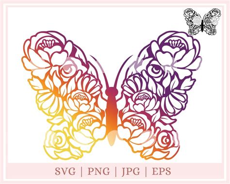 Floral Butterfly Svg Butterfly Flower Cut Files For Cricut Etsy