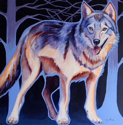 Wolf Totem Animal Painting Wild Animal Art Grey Wolf Artwork Wolf Wall