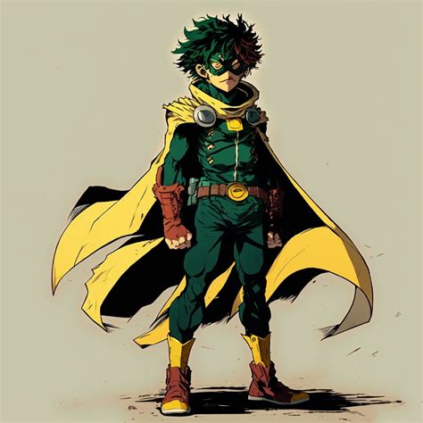 Full Grown Adult Deku Extremely Muslcular Form Fullbody Yellow Cape