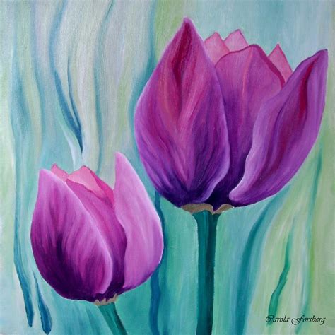 Purple Tulips Painting By Carola Ann Margret Forsberg