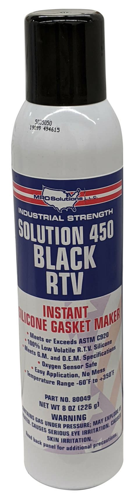 Mro Solution 450 Black Black Rtv Silicone Sealant 8 Oz Aerosol Can