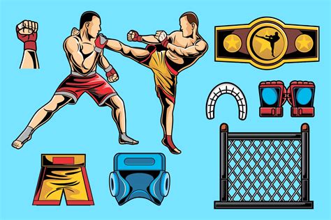 Mixed Martial Arts Vector Pack 43734 Illustrations Design Bundles