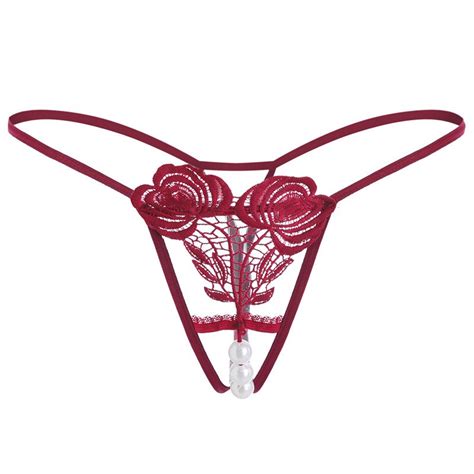 Jual Celana Dalam Sexy Mutiara Open G String Transparan Lace Thong