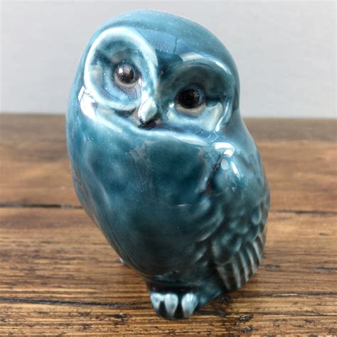Poole Pottery Blue Dolphin Glaze Owl Mrpottery