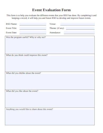 17 Event Evaluation Form Templates In Pdf Doc