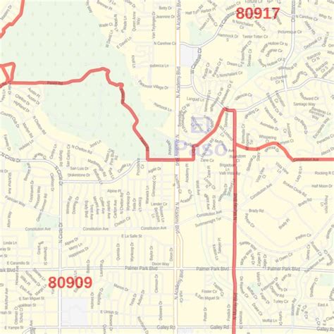 Colorado Springs ZIP Code Map