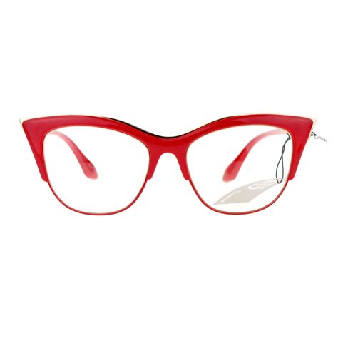 sa106 high point squared half rim style cateye clear eyeglasses red
