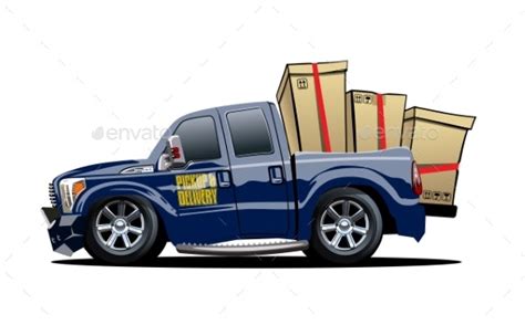 Cartoon Delivery Or Cargo Pickup Truck Isolated By Mechanik Graphicriver