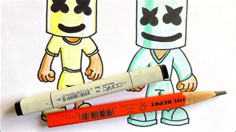 How To Draw Vanilla And Mint Marshmello With Copic And Colored Pencils YouTube