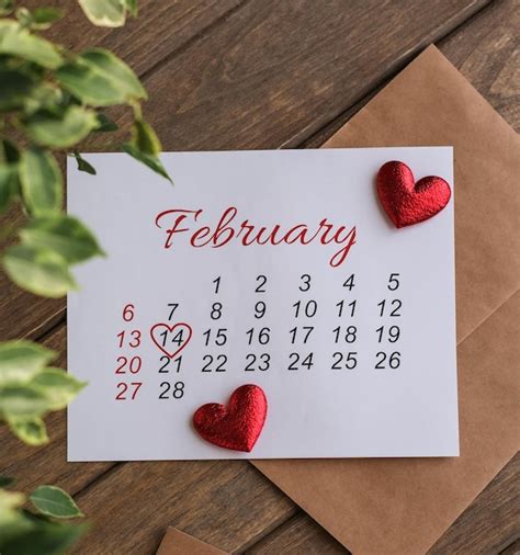 Premium Photo February Calendar Calendar Flat Lay The Th Of February