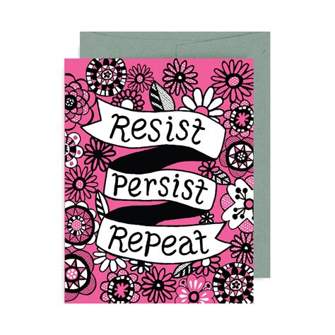 Resist Persist Repeat A2 Card By Allison Cole Badge Bomb Wholesale