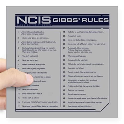 Gibbs Rules Printable List