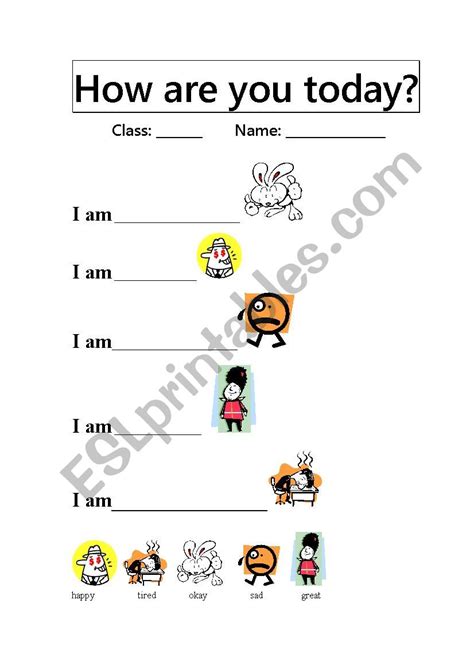 How Are You Today Esl Worksheet By Jessie Yeh