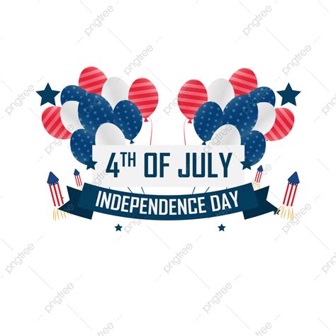 feliz día de la independencia de estados unidos el 4 de julio con globos ilustración confeti png