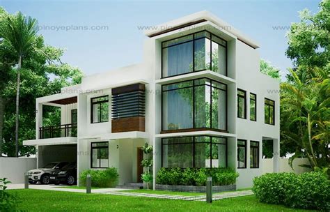 Modern house plans feature lots of glass, steel and concrete. Modern House Design 2012002 | Pinoy ePlans