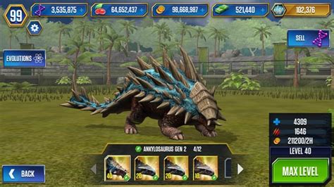 Maxed Ankylosaurus Gen 2 Rjurassicworldapp