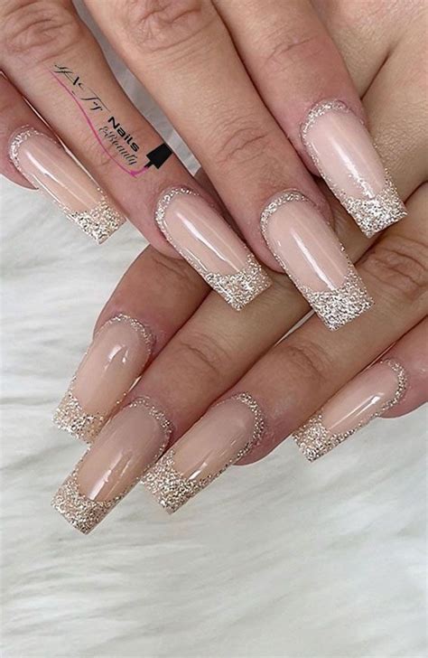 30 Glitter Nails To Bright Up The Season Silver Glitter French Twist