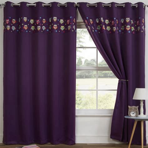 Thermal Blackout Curtains Owl Purple Tonys Textiles Tonys