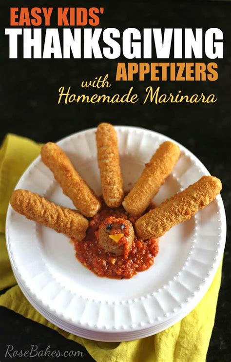 Check out these 21 healthy and fun thanksgiving turkey ideas for kids that are perfect for a lunchbox, breakfast, appetizer or dessert. Easy Kids' Thanksgiving Appetizers with Homemade Marinara Sauce | Rose Bakes