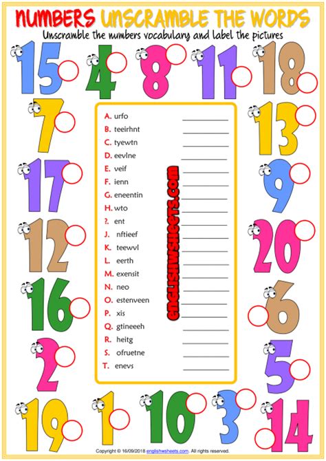 Number Words Worksheet Worksheets For Kindergarten