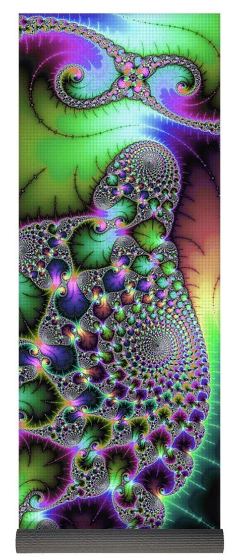 Fractal Spirals And Leaves With Jewel Colors Yoga Mat By Matthias
