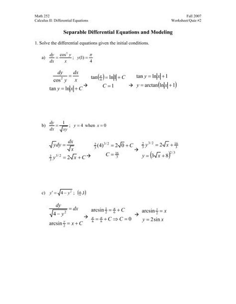 Separable Differential Equations And Modeling 02 4 C C