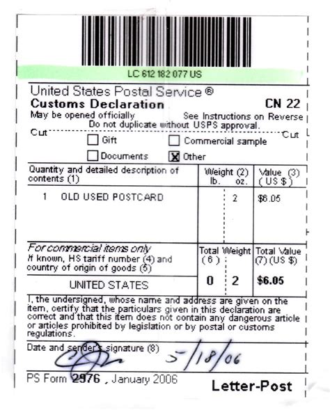 Customs Declaration Cn22 Cn22 Portugal My Cn22 Customs Declaration