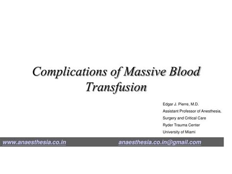 Ppt Complications Of Massive Blood Transfusion Powerpoint