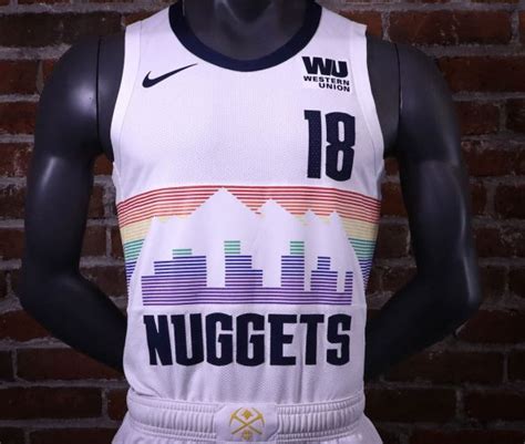Denver nuggets city jersey black updated denver skyline throwback (feat. Nuggets Bring Back the Rainbow With New Uniform | Chris Creamer's SportsLogos.Net News and Blog ...