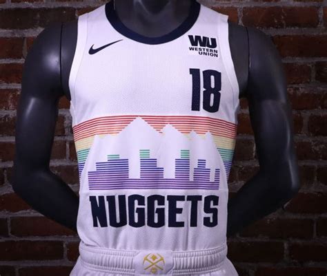 Denver nuggets city jersey black updated denver skyline throwback (feat. Nuggets Bring Back the Rainbow With New Uniform | Chris Creamer's SportsLogos.Net News and Blog ...