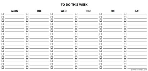 To Do This Weekly Monday To Saturday Printable Template List