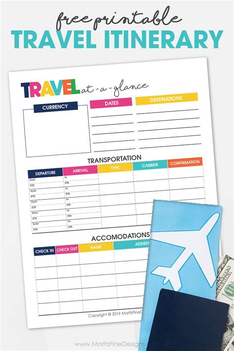 Printable Travel Itinerary Planner Free Printable Vacation Organizer