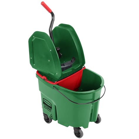 Rubbermaid Wavebrake 35 Qt Green Mop Bucket With Down Press Wringer