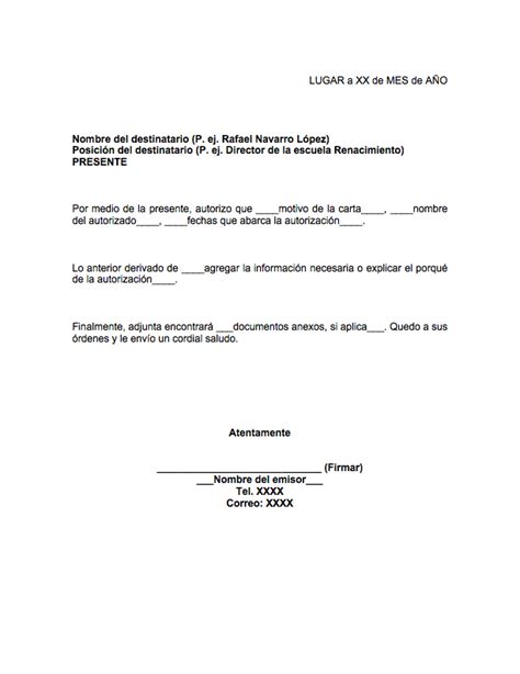 Ejemplo De Carta De Autorizacion En Word Modelo De Informe Images