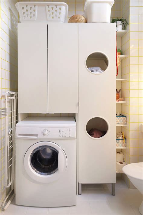 Meuble buanderie machine à laver et sèche linge / colonne compartiment accessoires avec portes pour machine a laver seche linge en bois. 87 Concept Meuble Pour Machine A Laver