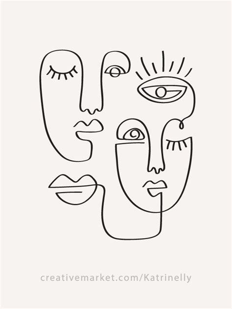 First up i'd like to ease the best place to start is the center of focus, which is normally the face. One Line Drawings. Faces & Patterns in 2020 | Abstract ...