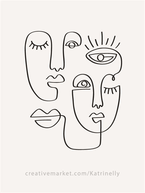 Printable minimal line art minimal one line drawing minimal | etsy. One Line Drawings. Faces & Patterns | Line art drawings ...