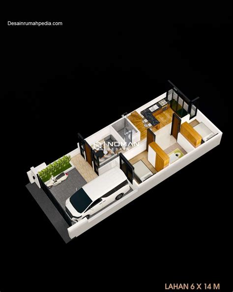 Desain 6x14 Meter Rumah Bergaya Scandinavia Modern Dengan Rooftop