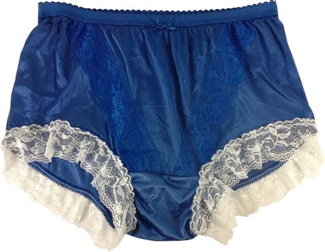 New Blue Sissy Pin Up Old Fashioned Panties White Lace Lacy Men S Sheer Nylon Vintage Retro