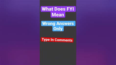 What Does Fyi Mean Youtube