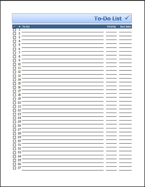 Printable List Template