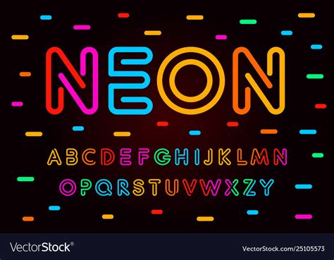 Neon Letters Numbers And Symbols Set Colored Vector Image