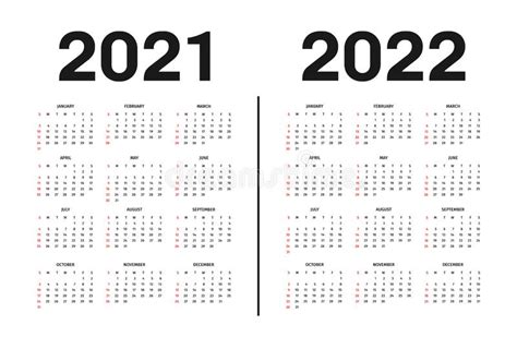 Calendar 2021 And 2022 Template Calendar Template In Black And White