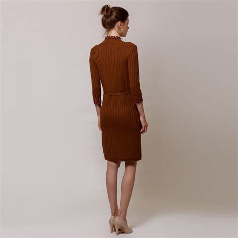 Andria Wool Knit Dress With Ribbon Belt Brown Shop With Veta