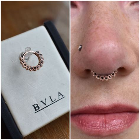 Septum Piercing By Colin O With Rose Gold And Black Cz Jewelry Bvla