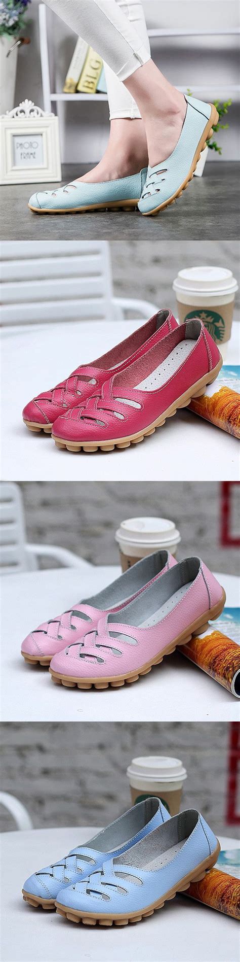 Big Size Soft Breathable Comfy Slip On Hollow Out Flat Shoes Flats